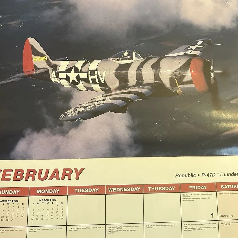 2002 Ghost Warbirds Calendar AKZO Nobel/Sparta P-51D P-47D F6F A26C P-40C . . .